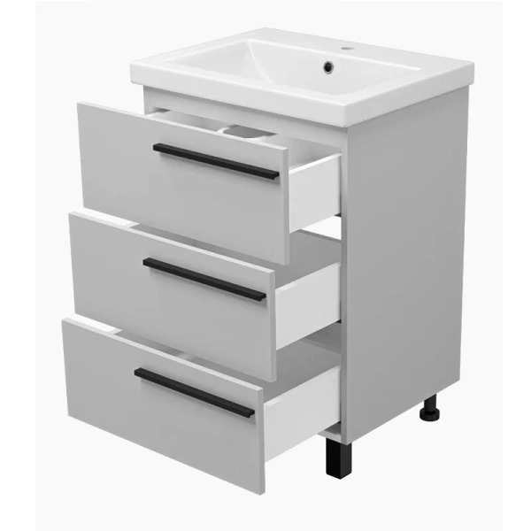 Тумба под раковину напольная Misty Ненси 60 см серая, 60 см - фото 6