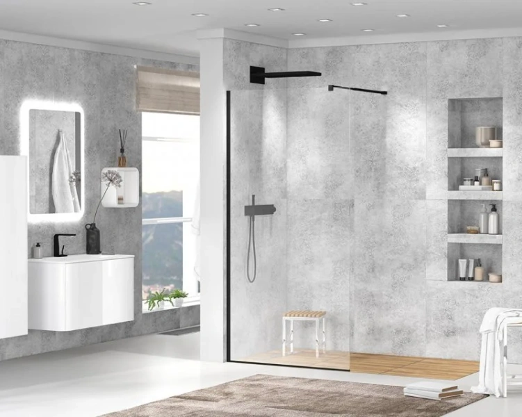 Душевая перегородка Cezares Liberta 95 см профиль черный стекло прозрачное - фото 4