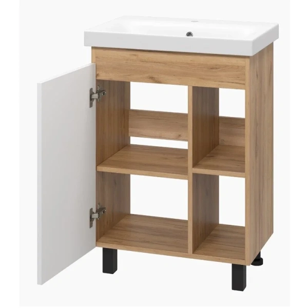 Тумба с раковиной напольная Misty Крафт 60 см с дверцей, моноблок - фото 5