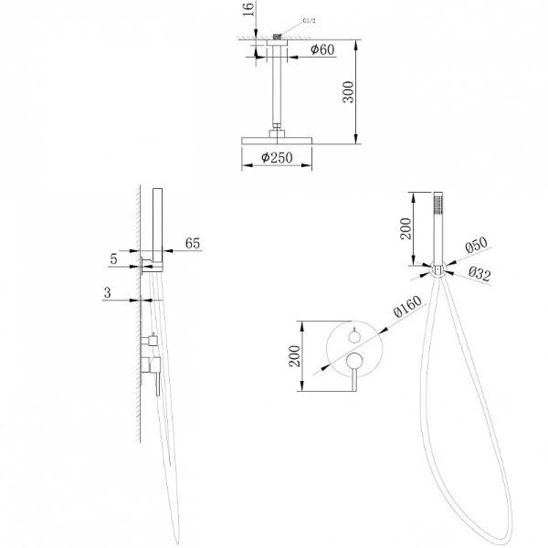 Душевой комплект Abber Emotion золото матовое, душевые комплекты, наборы - фото 2