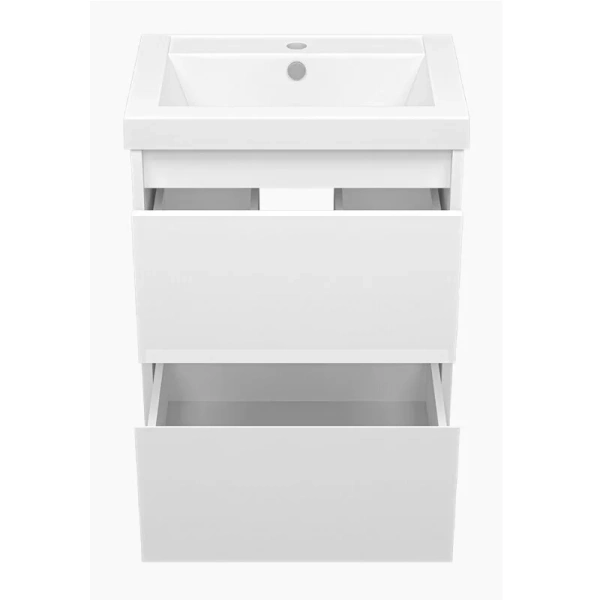 Тумба под раковину подвесная Misty Алиса 50 см белая, современная, hi-tech - фото 3