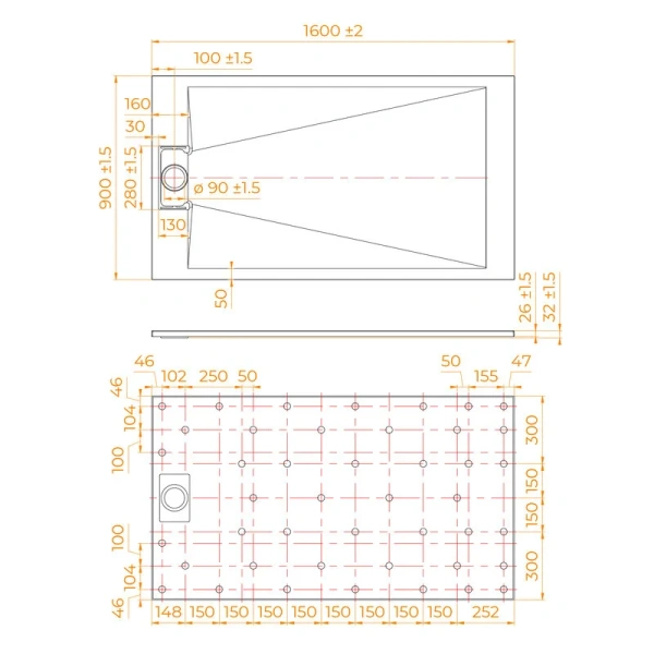 Душевой поддон RGW TUS-W 90x160 см белый - фото 2