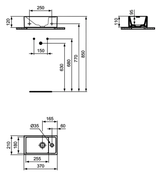 Раковина Ideal Standard Tempo 37 см евробелая - фото 2