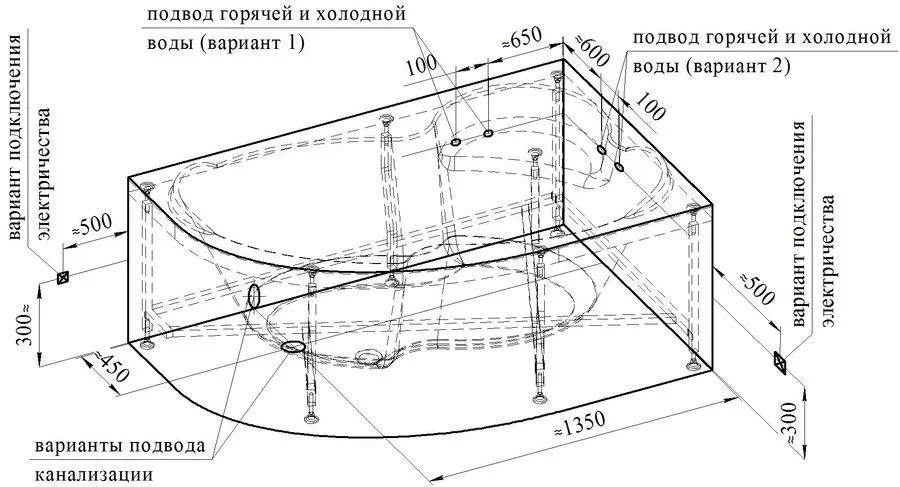 Акриловая ванна Радомир Ирма 2-78-0-1-1-229/2-78-0-2-1-229, 160 x 105 см, L/R, полотенцедержатель, фронтальный экран, каркас в комплекте, белая, без гидромассажа - фото 5