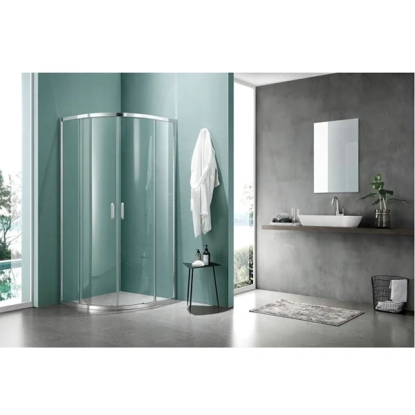 Душевой уголок Акватек 100x100 см профиль хром, стекло прозрачное, хром - фото 4