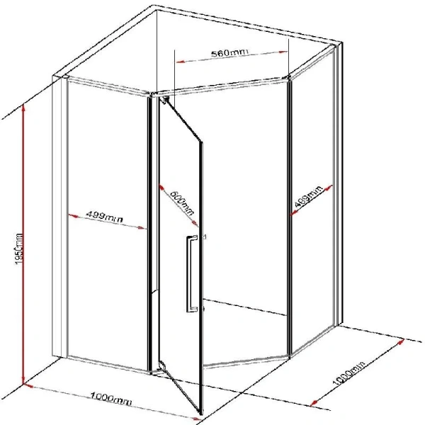 Душевой уголок Black&White Stellar Wind 100x100 см профиль хром, стекло матовое, многоугольные - фото 2