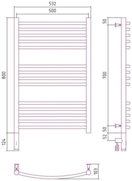 Полотенцесушитель электрический Сунержа Богема 3.0 50х80 см левый белый матовый - фото 2