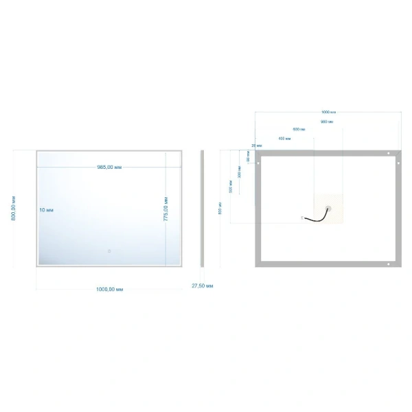 Зеркало с подсветкой Abber See 100 см с сенсорным управлением - фото 3