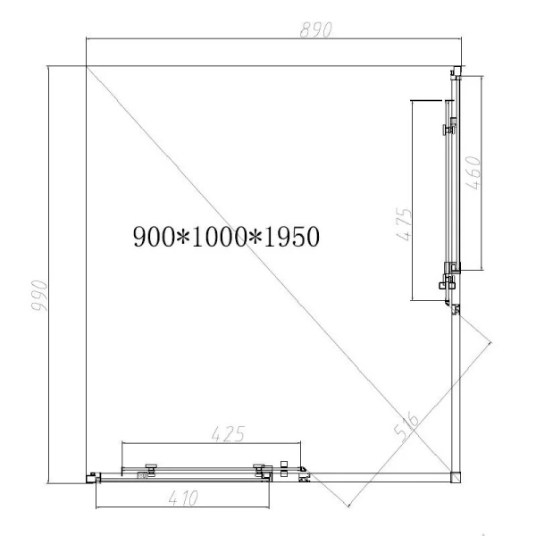 Душевой уголок Vincea Slim-N 100х90 см профиль хром, современные, hi-tech - фото 3