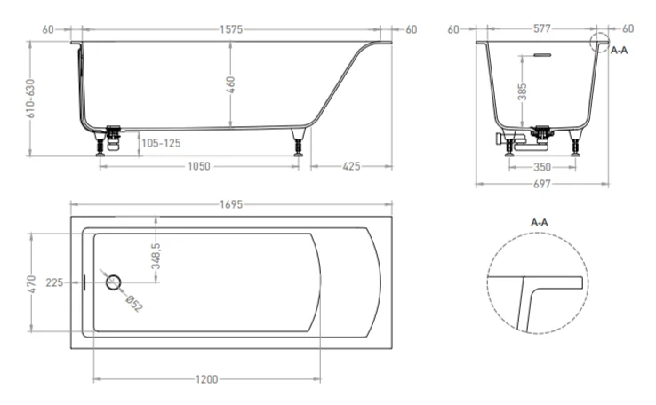 Ванна из искусственного камня Salini Cascata Kit 170х70 см прямоугольная - фото 2