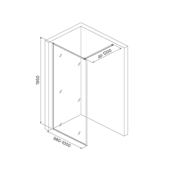 Душевая перегородка IDDIS Slide Walk In 100 см черный, современные, hi-tech - фото 2
