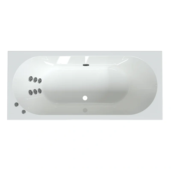 Гидромассажная ванна Радомир Вальс 1-79-2-0-0-194, 190 х 90 см, рама-подставка, фронтальная панель, слив-перелив, гидромассаж Стандарт хром пневмокнопка, массаж спины, белая - фото 1