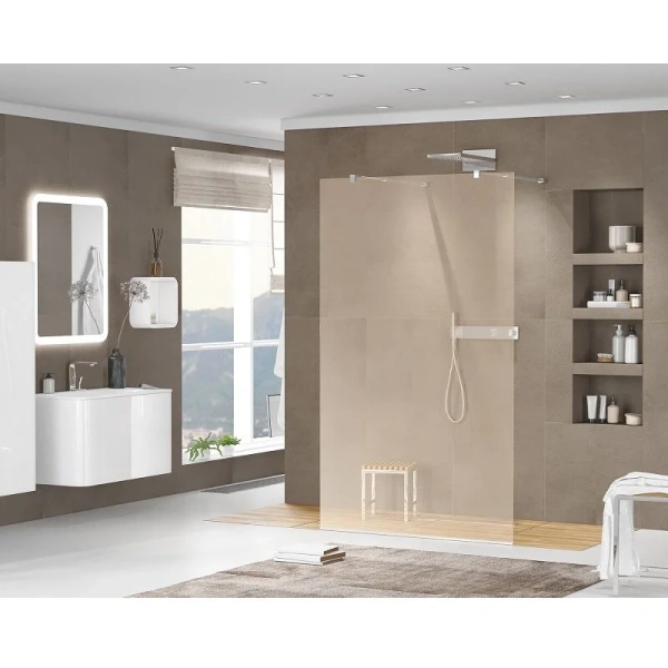 Душевая перегородка Cezares Liberta 120 см стекло бронза, профиль хром, тонированные - фото 5