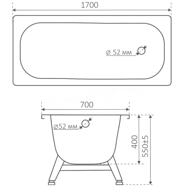 Стальная ванна ВИЗ Antika 170x70 A-70001 (1700х700х400мм) белый, в комплекте с ножками 1ce Donna Vanna - фото 2