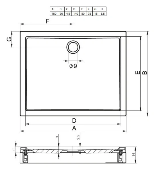 Душевой поддон акриловый с панелью Riho Davos 265 150x90 см - фото 2