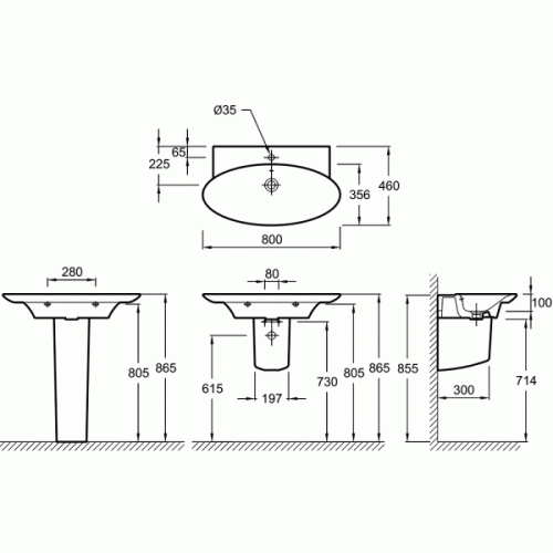 Раковина Jacob Delafon Presquile 80 см подвесная - фото 4