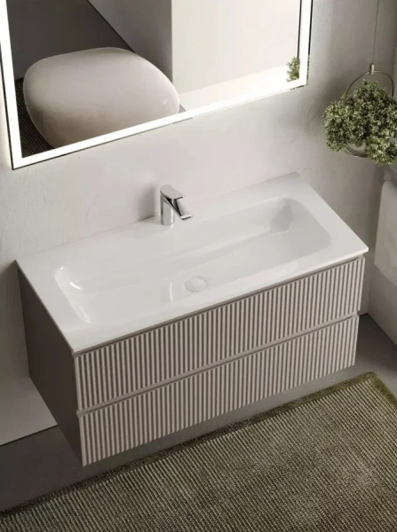 Тумба под раковину подвесная Sancos Snob R 100 см doha soft, серая - фото 7