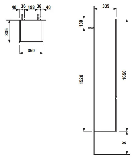 Шкаф, петли слева, Laufen Case 4.0202.1, по запросу - фото 2