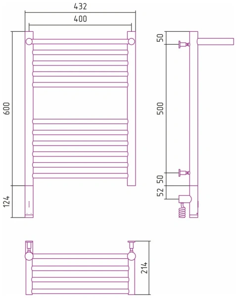 Полотенцесушитель электрический Сунержа Богема 3.0 6040 40х60 см с полкой - фото 2