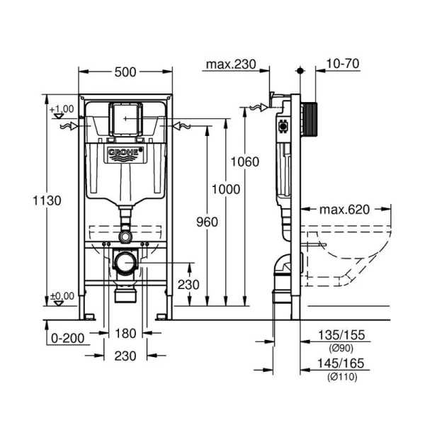 Инсталляция для подвесного унитаза Grohe Rapid SL 38539001 - фото 2