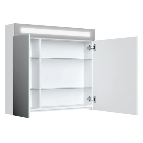 Зеркальный шкаф с подсветкой IDDIS New Mirro 80 см двухдверный, современные, hi-tech - фото 4