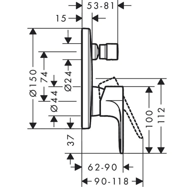 Смеситель для душа Hansgrohe Rebris 72469 латунь - фото 2
