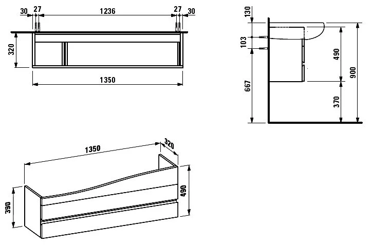 Тумба под раковину подвесная Laufen Ilbagnoalessi One 135 см белая - фото 2