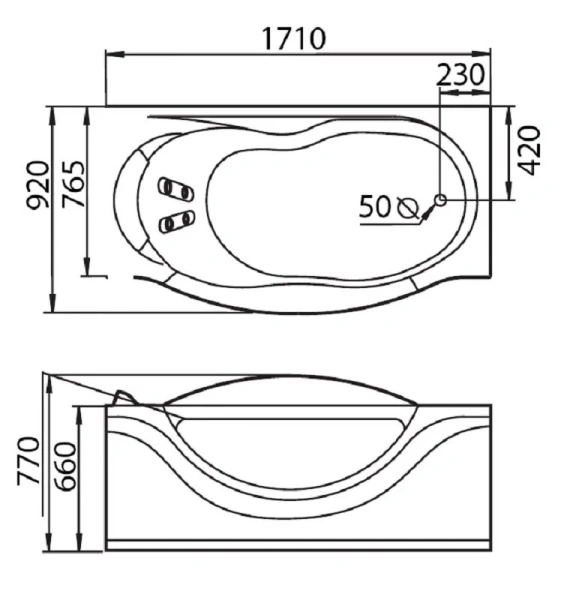 Акриловая ванна левосторонняя Gemy, 170 см - фото 5