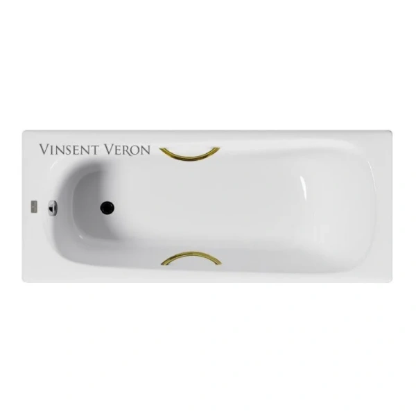 Чугунная ванна Vinsent Veron Concept VCO1507042H/VH0015GD, 150 x 70 см, ручки золото, цвет белый - фото 1