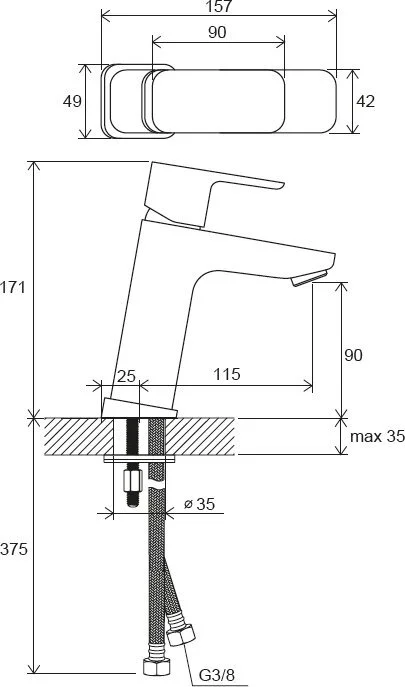 Смеситель для раковины Ravak 10° Free TD F 014.00 X070129, на раковину - фото 6