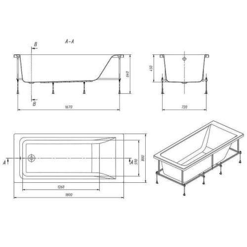 Ванна акриловая Roca Easy 180x80 см белая, белые - фото 8