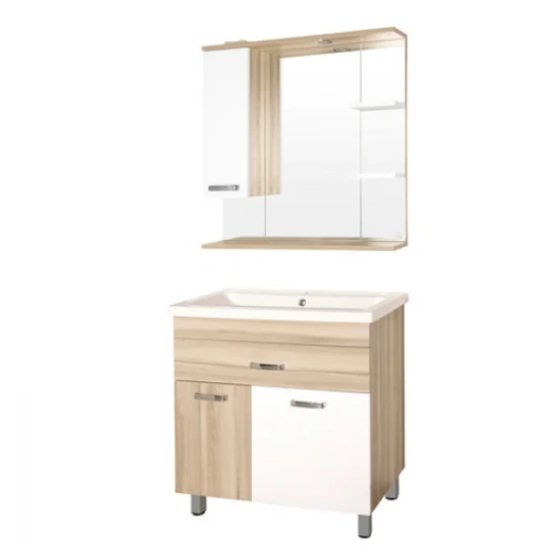 Зеркальный шкаф с подсветкой Style Line Ориноко 80 см белый/ориноко, в наличии - фото 2