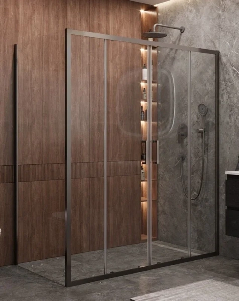 Душевой уголок Cezares Molveno 170х90 см стекло прозрачное профиль оружейная сталь - фото 1