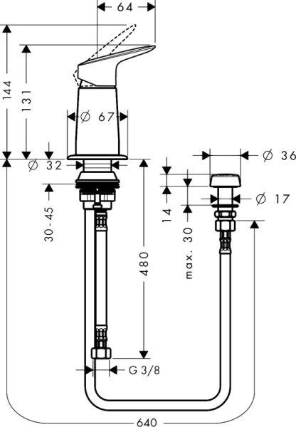 Смеситель для биде Hansgrohe Logis с вертикальной струей, хром - фото 2