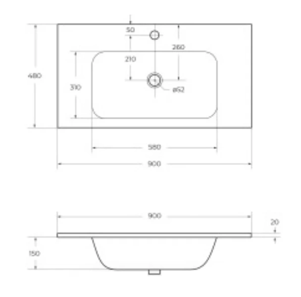 Раковина мебельная Cezares 90 см искусственный мрамор, нет в наличии - фото 2
