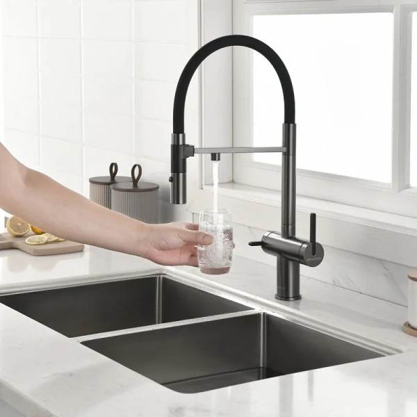 Смеситель для питьевой воды Paulmark Gravity вороненая сталь, на мойку, на столешницу - фото 6