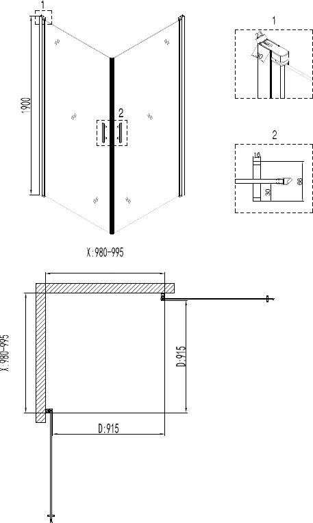 Душевой уголок Niagara Nova 100x100 см двери распашные - фото 3