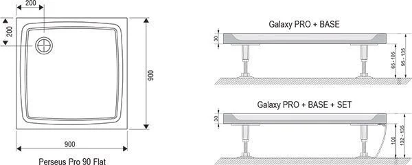Душевой поддон Ravak Galaxy Pro Flat Perseus Pro 90x90 см белый - фото 4
