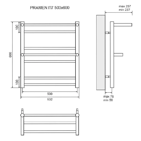 Полотенцесушитель водяной Lemark Pramen 50х60 см хром, современные, hi-tech - фото 2