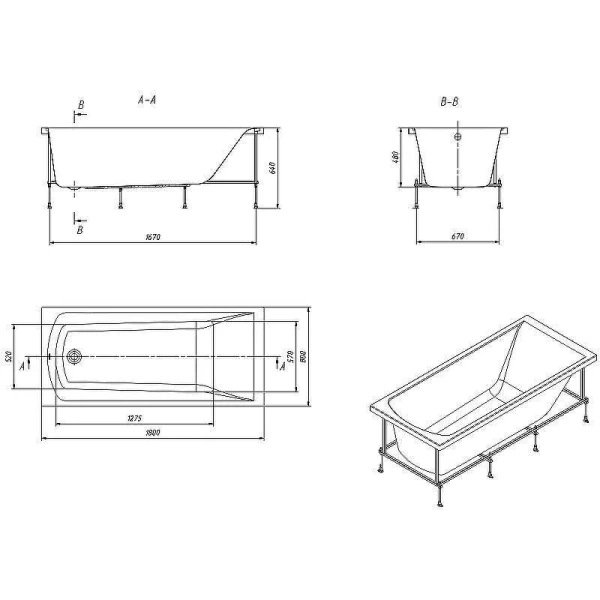 Ванна акриловая Santek Фиджи 1WH501706, 180 x 80 см, белая, без гидромассажа, недорогие - фото 6