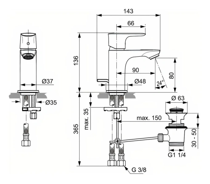 Смеситель для раковины Ideal Standard Connect Air хром - фото 2
