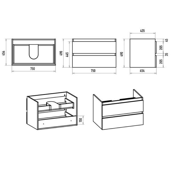 Тумба под раковину подвесная Brevita Victory 80 см с 2 ящиками, зеленая - фото 2