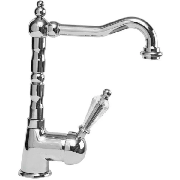 Смеситель для раковины Caprigo Adria-Swarovski 01-024-crm, с донным клапаном, цвет хром, кристаллы сваровски белые - фото 1