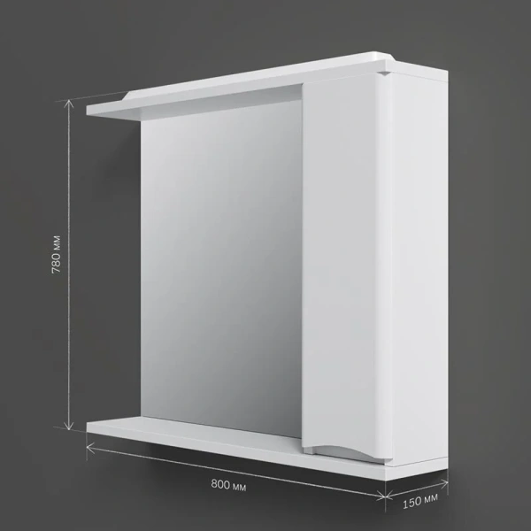 Зеркальный шкаф с подсветкой Am.Pm Like 80 см белый глянец, правый - фото 4