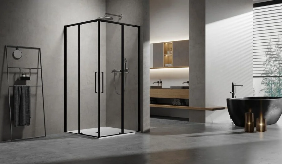 Душевой уголок Vincea Slim 90x90 см черный стекло прозрачное - фото 3