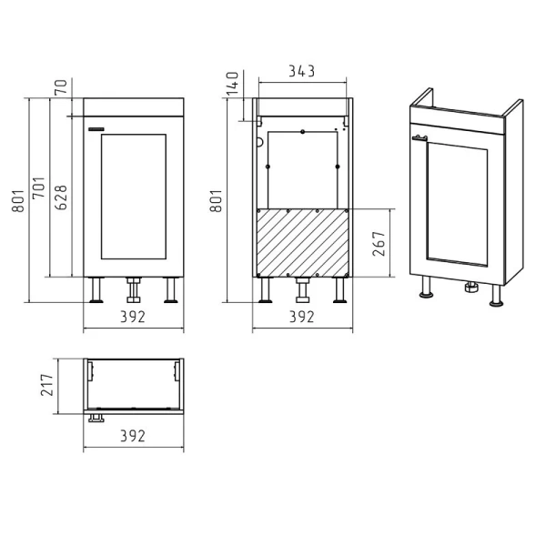 Тумба с раковиной напольная Misty Урал 40 см прямая - фото 2