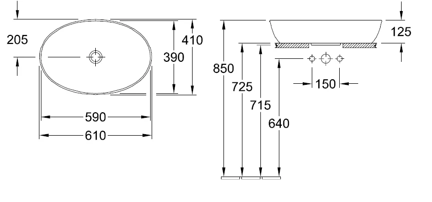 Раковина Villeroy & Boch Artis 61 см без покрытия CeramicPlus - фото 2