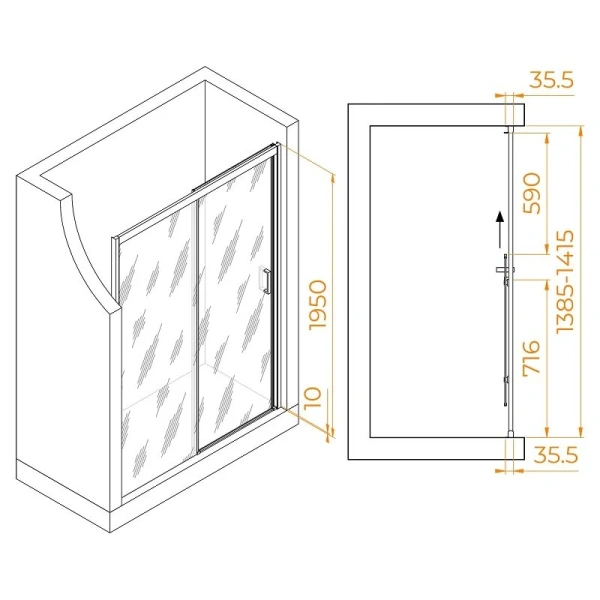 Душевая дверь в нишу RGW Passage PA-017 140 см профиль хром, стекло матовое - фото 2