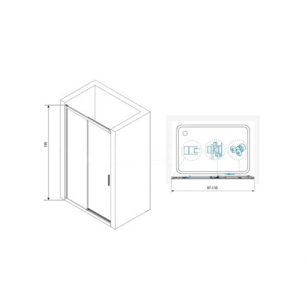 Душевая дверь в нишу RGW Leipzig Le-12B 100 см стекло прозрачное, профиль черный, современные, hi-tech - фото 2