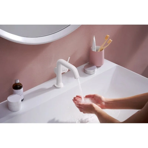 Смеситель для раковины Hansgrohe Tecturis S матовый белый, на раковину - фото 6